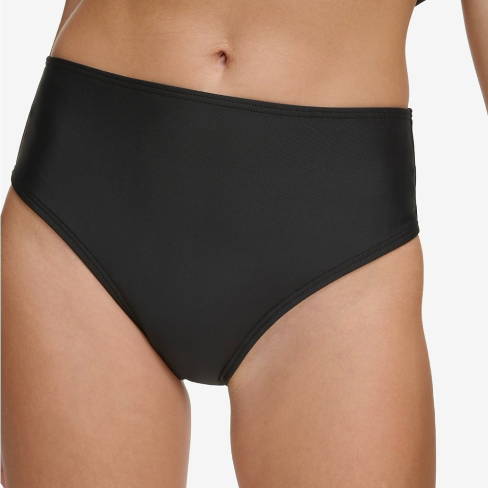DKNY Black High-Waisted Bikini Bottom
